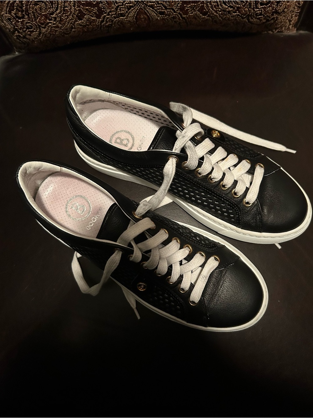 Black Leather Lace-Up Sneakers - Women Bogner 36